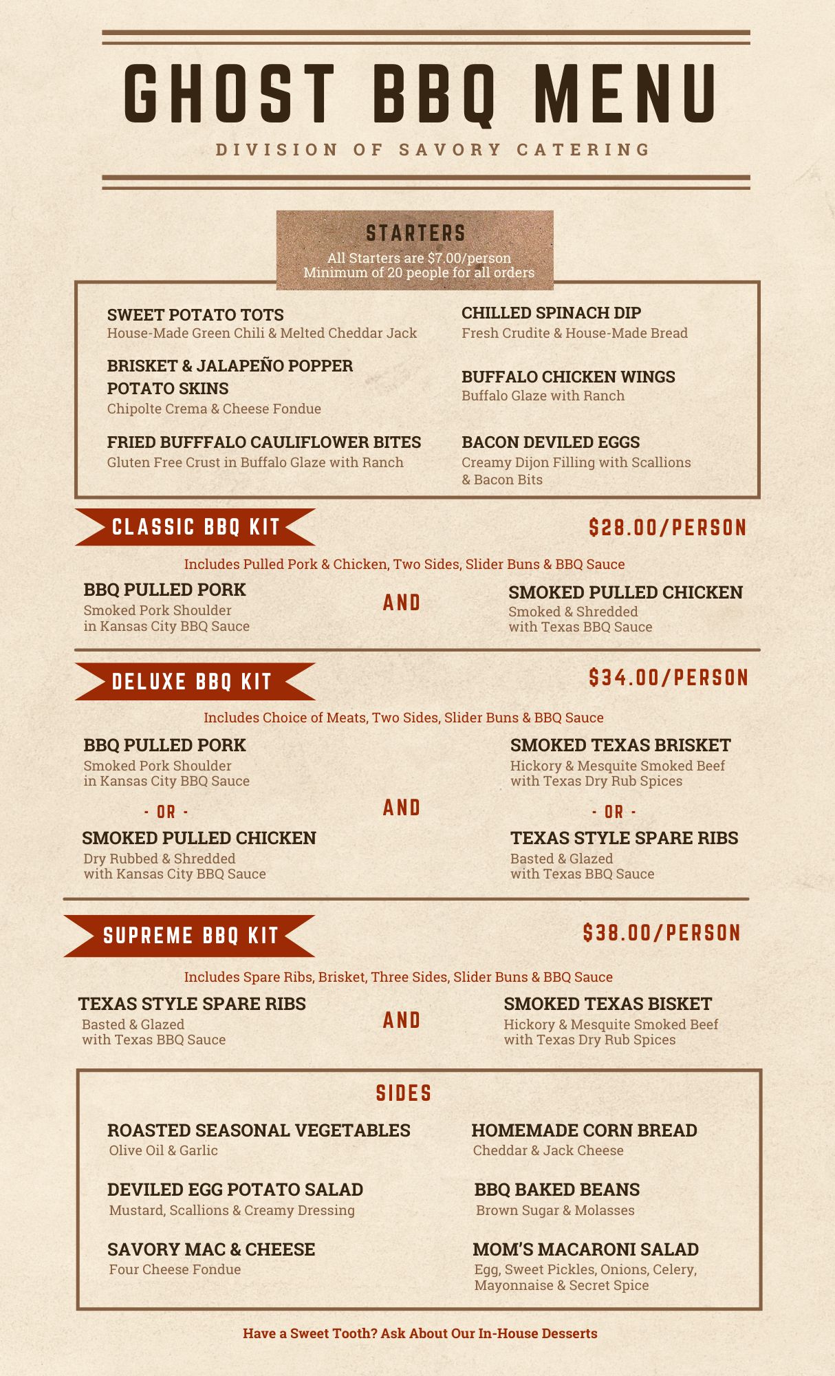 Ghost BBQ Menu